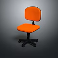Orange Office Chair With Fabric Seat And Swivel Base On Black Frame