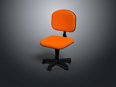 Orange Office Chair With Fabric Seat And Swivel Base On Black Frame 3d model