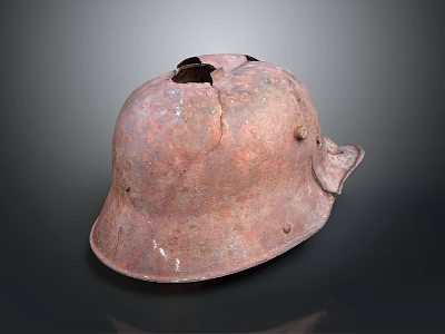Rusty Old Damaged Military Helmet With Metal Surface And Historical War Relic 3d model