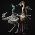 Colorful Dinosaur Models With Various Poses And Prehistoric Creature Features 3d model