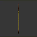 Elegant Red Curved Handle Cane With Gold Decorative Shaft And Ornate Carvings