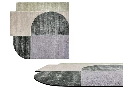 Stylish Geometric Abstract Patterned Area Rugs With Neutral Color Palette 3d model