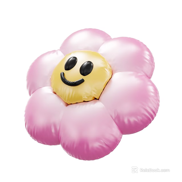 Inflatable Flower Toy With Pink Petals Yellow Center And Smiling Face 3d model 