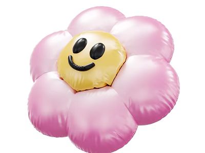 Inflatable Flower Toy With Pink Petals Yellow Center And Smiling Face 3d model