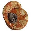 Leisure Chair with Leaf Patterned Orange Beige Fabric and Gray Cushion