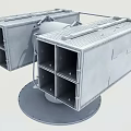 Gray Military Weapon Mechanical Structure With Square Modules And Base Platform 3d model