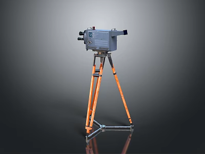 Professional Precision Measuring Instrument Mounted On Orange Tripod Stand With Stable Base 3d model