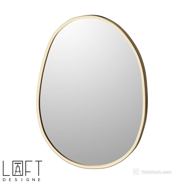 Oval Gold Frame Mirror with Modern Sleek Design for Home Decor 3d model 