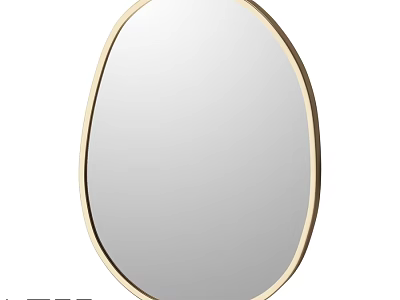 Oval Gold Frame Mirror with Modern Sleek Design for Home Decor 3d model