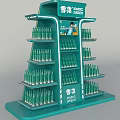 Snow Beer Green Display Rack With Multiple Shelves And Advertisement Figure 3d model