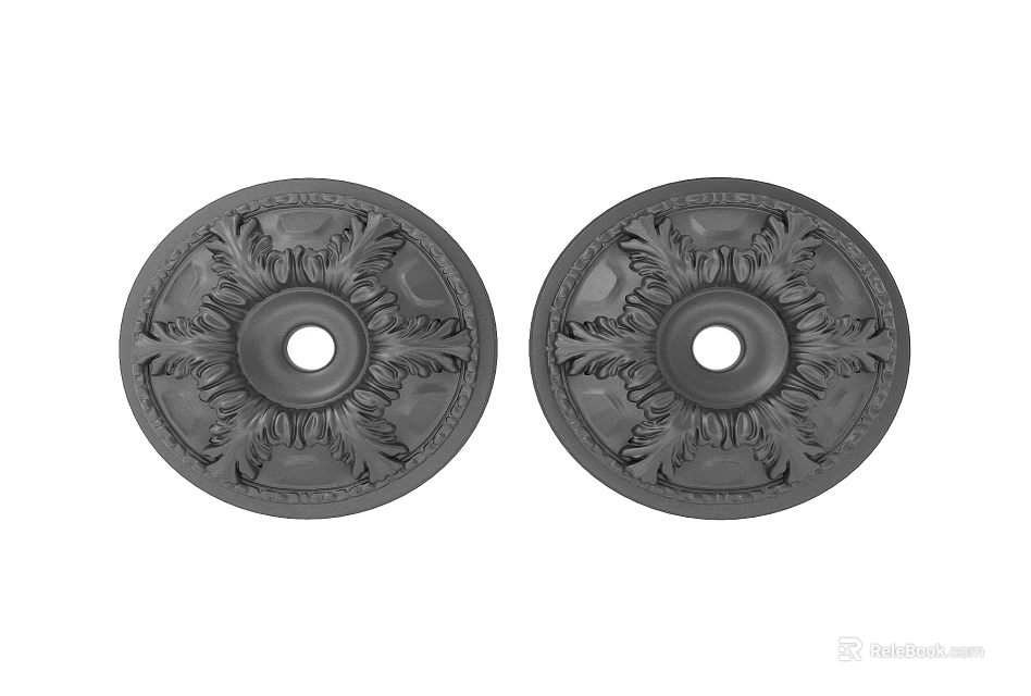 Ornate Carved Circular Decorative Plates With Central Hole Design Details 3d model 