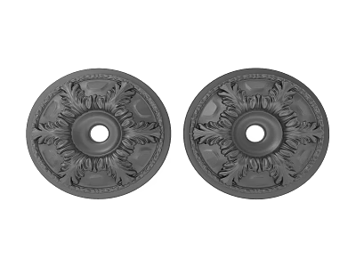 Ornate Carved Circular Decorative Plates With Central Hole Design Details 3d model