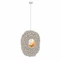 White Cloud Shaped Textured Chandelier With Warm Illuminated Light Bulb 3d model