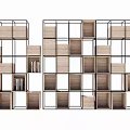 Modern Decorative Cabinet with Metal Frame and Wooden Open Storage Shelves