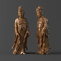 Exquisite Wooden Guanyin Sculpture Carving With Intricate Robes Headdress And Posture Details