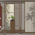 New Chinese-style screen partition 3d model