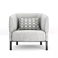 Light Gray Fabric Single Sofa with Geometric Pattern Pillow and Black Legs for Modern Space 3d model