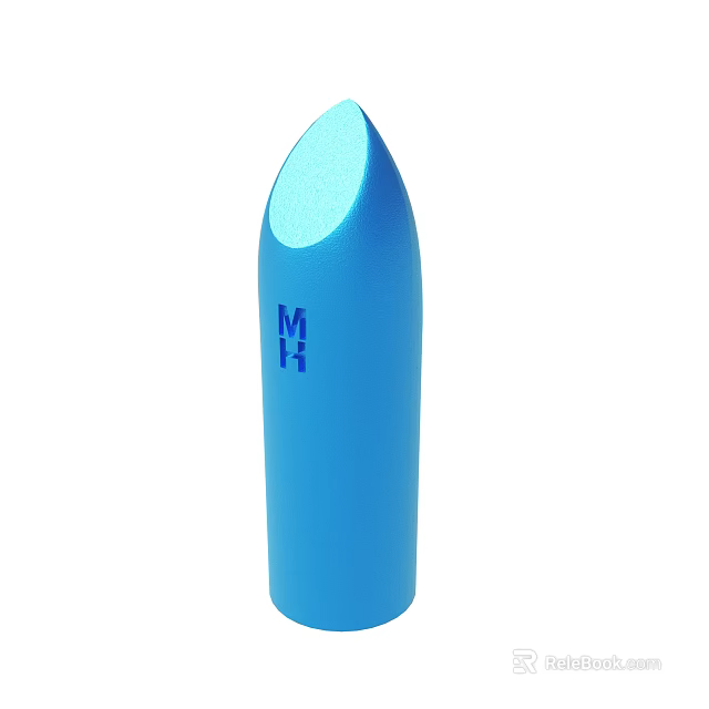 Blue Silicone Personal Massager With MH Logo And Smooth Surface 3d model 