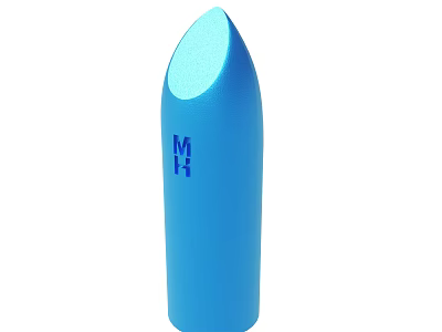 Blue Silicone Personal Massager With MH Logo And Smooth Surface 3d model