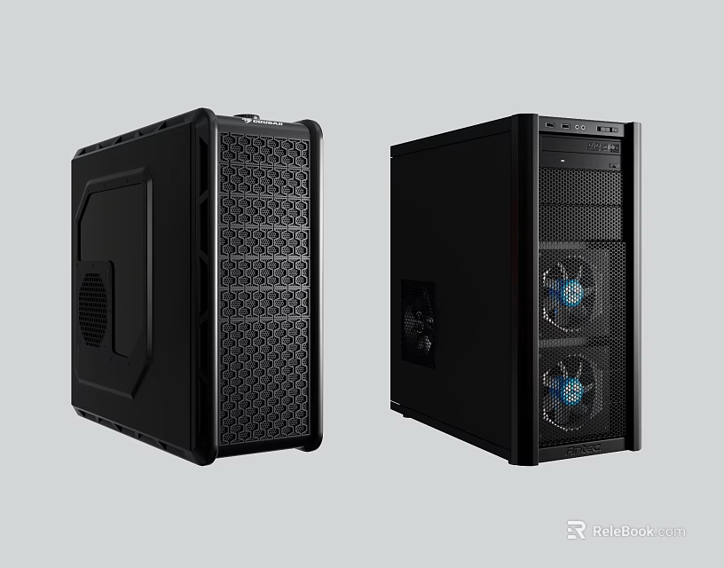 Black Computer Cases With Cooling Fans And Modern Sleek Design 3d model 