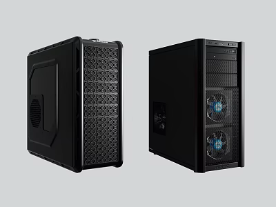 Black Computer Cases With Cooling Fans And Modern Sleek Design 3d model