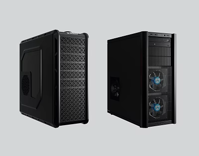 Black Computer Cases With Cooling Fans And Modern Sleek Design 3d model