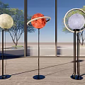 Modern Floor Lamps With Spherical Shades Ring Decoration And Soft Lighting