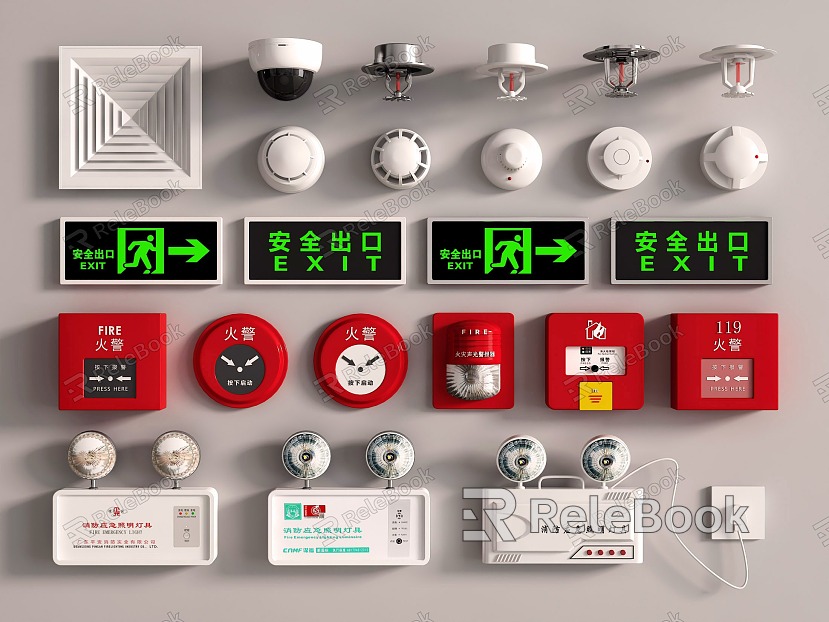 Fire emergency lighting safety exit fire sprinkler smoke detector fire alarm alarm fire extinguisher model