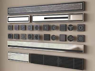 Modern Bathroom Accessories Collection Including Floor Drains Drain Covers And Vent Grilles With Various Designs 3d model