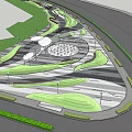 Park Landscape Design With Curved Pathways Green Lawns And Seating Areas