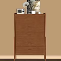 Minimalist Wooden Chest of Drawers Interior With Radio Books And Mug On Top