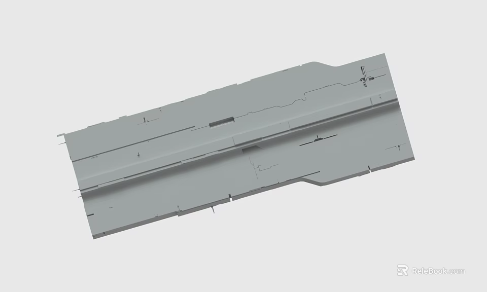 Gray Industrial Long Strip Metal Component With Multiple Cuts And Lines 3d model