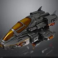 Futuristic Spacecraft With Silver Body And Orange Cockpit For Sci Fi Exploration