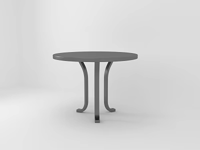 Round Dining Table With Curved Metal Legs Dark Gray Surface Modern Minimalist Interior 3d model