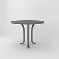Round Dining Table With Curved Metal Legs Dark Gray Surface Modern Minimalist Interior