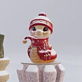Red Snake Shaped Art Installation With Knitted Hat Scarf And Gold Patterns On Wooden Base