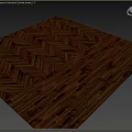 Dark Brown Wooden Floor with Herringbone Pattern and Shiny Silver Metallic Ball