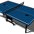Blue Ping Pong Table Sports Equipment With Net Two Paddles And Wheels