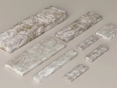 Natural Stone Elongated Stepping Stones For Garden Path Landscaping Design 3d model