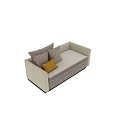 Light Colored Two seater Sofa With Yellow And Gray Patterned Cushions And Storage 3d model