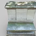 Weathered Stone Monument Structure With Engraved Panels Step Base And Solid Construction 3d model