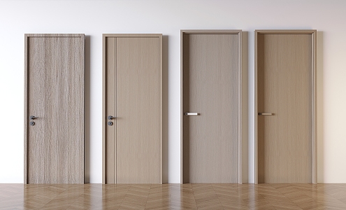 Solid wood swing door single door bedroom solid wood door 3d model