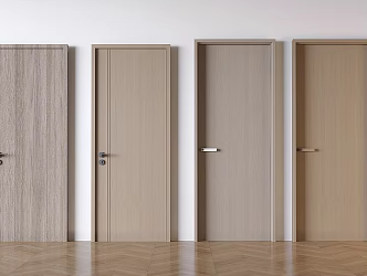 Solid wood swing door single door bedroom solid wood door 3d model