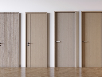 Solid wood swing door single door bedroom solid wood door 3d model