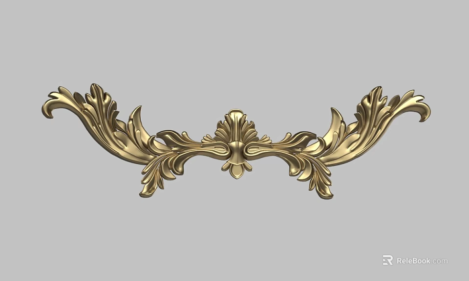 Ornate Gold Carving With Classic Leaf Patterns And Intricate Decorative Design 3d model