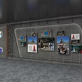 Modern Display Wall Featuring Future Development Images And Charts 3d model