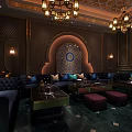 Luxurious KTV Interior Design With Elegant Sofas Chandeliers And Decorative Walls 3d model