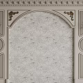 Bed Background Wall With Floral Patterned Wallpaper Ornate Molding And Decorative Wall Sconces