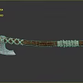 Traditional Axe Weapon With Wooden Handle And Metal Head Design