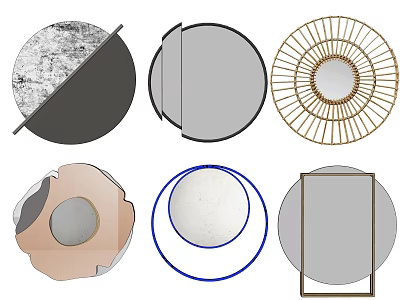 Stylish Decorative Mirrors with Various Shapes and Unique Frame Designs for Home Interior 3d model